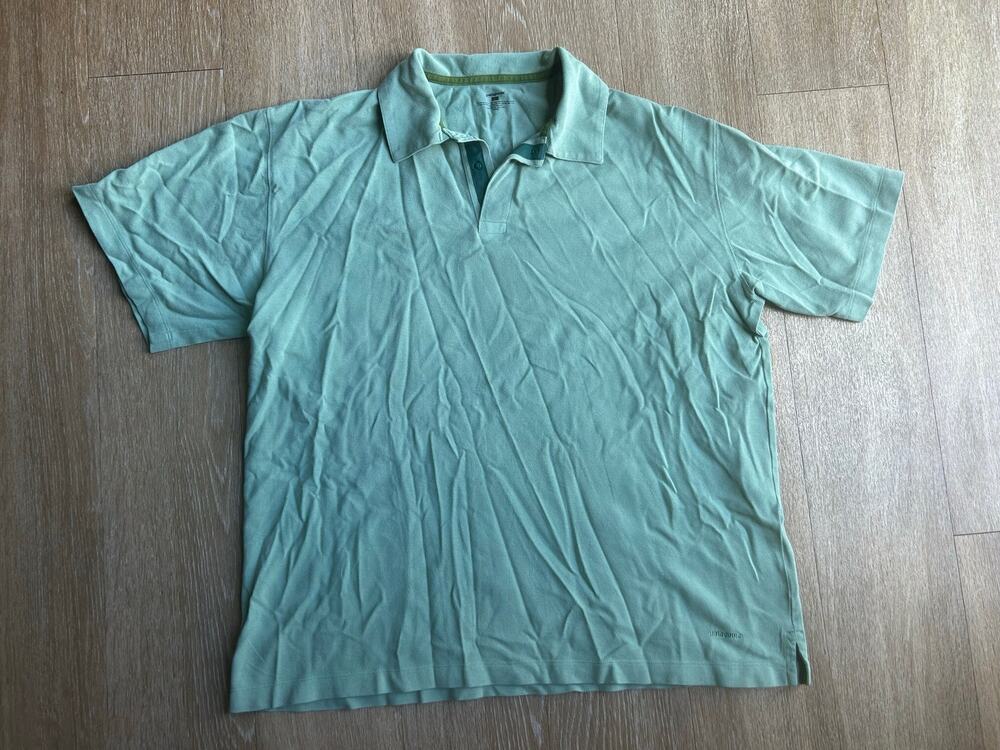 Patagonia Organic golf tennis preppy performance Cotton Polo Short Sleeve Green